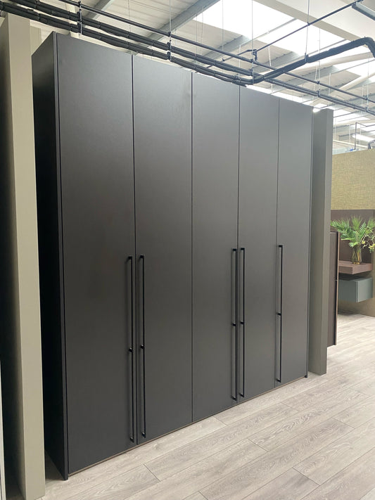 Hinged Wardrobe with Long Knurl Black Handles